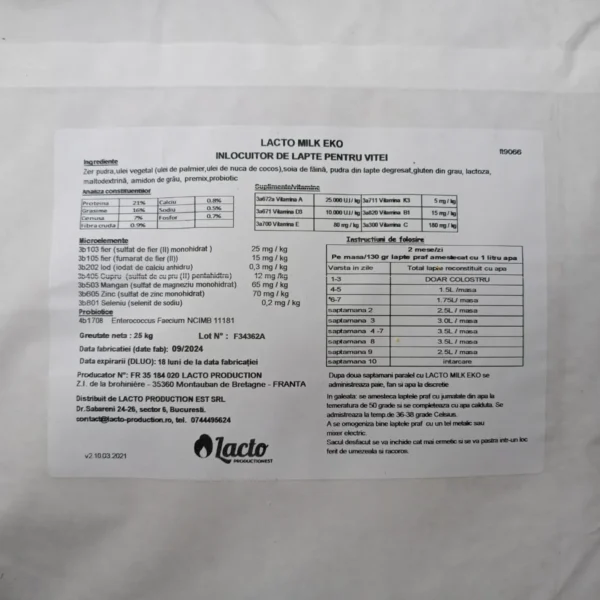 lacto milk eko 25kg lapte praf vitei