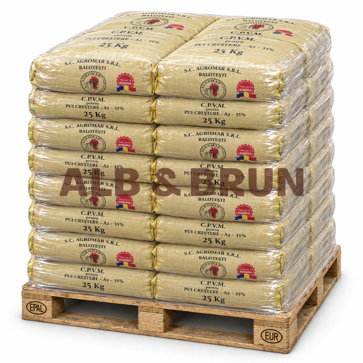 AGROMAR - Concentrate / C.P.V.M. pui crestere (30 zile-sacrificare) A2 35 % farin, 25kg - PALET tona