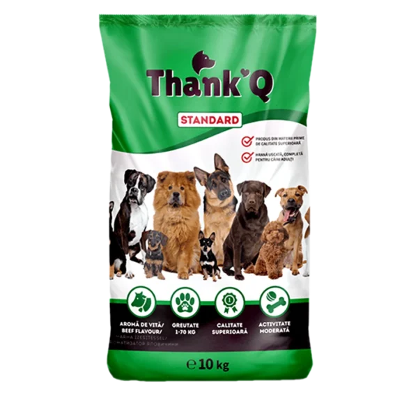 thank q standard hrana uscata pentru caini cu aroma de vita, 10kg