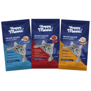 happy meow hrana uscata pentru pisici cu pui si legume, 1kg