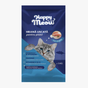 hrana uscata pentru pisici, happy meow, peste, 1 kg