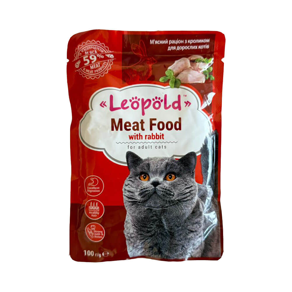 Leopold Pisici, Iepure in sos, (24 plicuri x 100gr) 2.4 kg