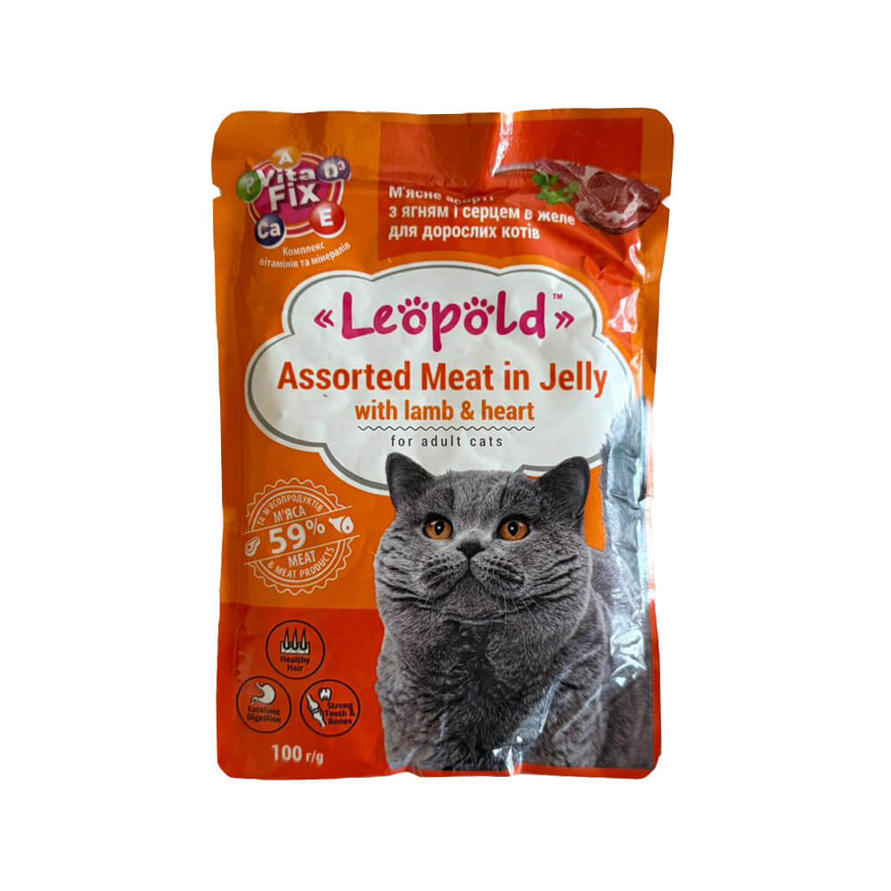 Leopold Pisici, Miel si inima asortat, (24 plicuri x 100gr) 2.4 kg