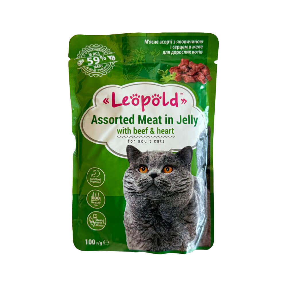 Leopold Pisici, Vita si inima in jeleu, (24 plicuri x 100gr) 2.4 kg