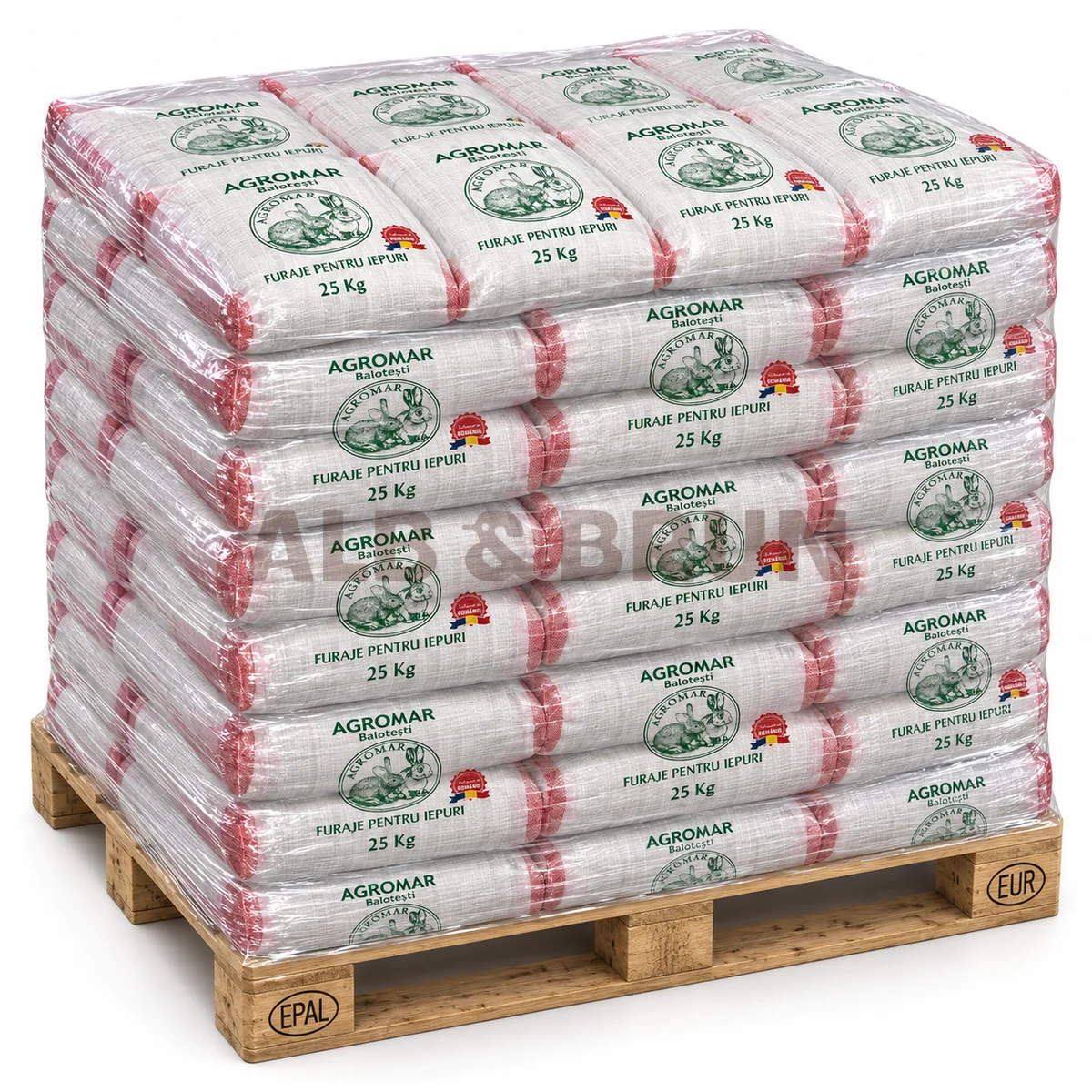AGROMAR - Furaje / Nutret combinat iepuri granulat, 25kg, Palet Tona