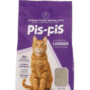 Așternut pisici cu lavandă PIS PIS, ultra-aglomerant, 5 kg