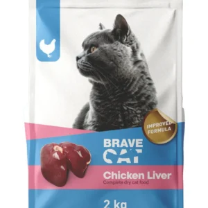 BRAVE CAT cu ficat de pui, hrană uscată pentru pisici adulte, 2 kg x 5 buc