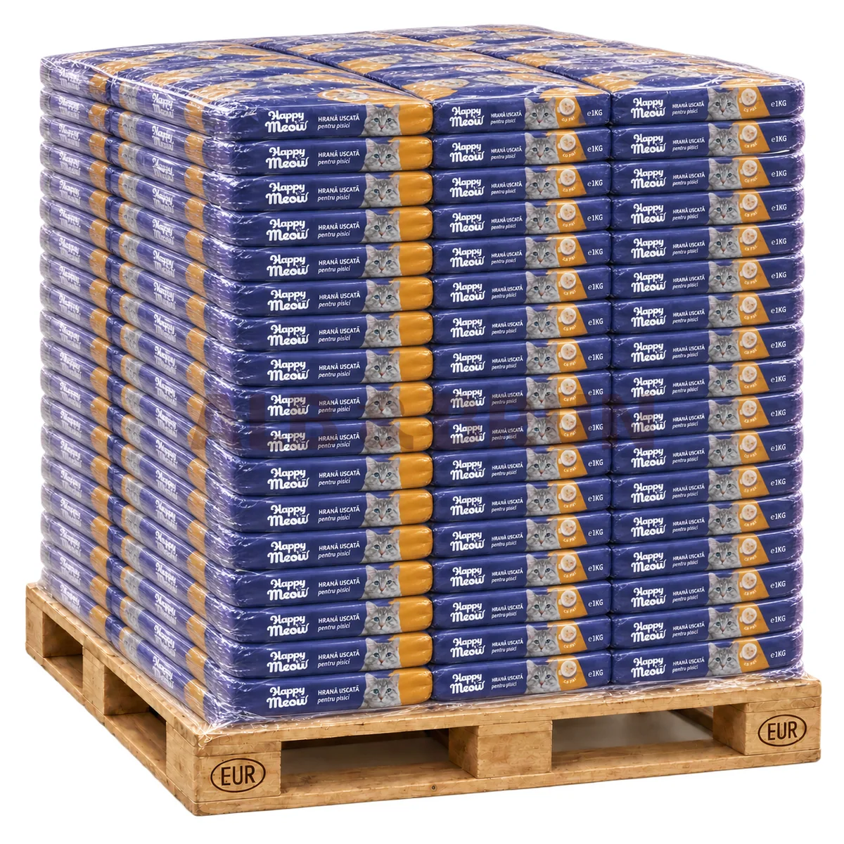 Hrana uscata pentru pisici, Happy Meow, Pui, 1kg, Palet 500 kg