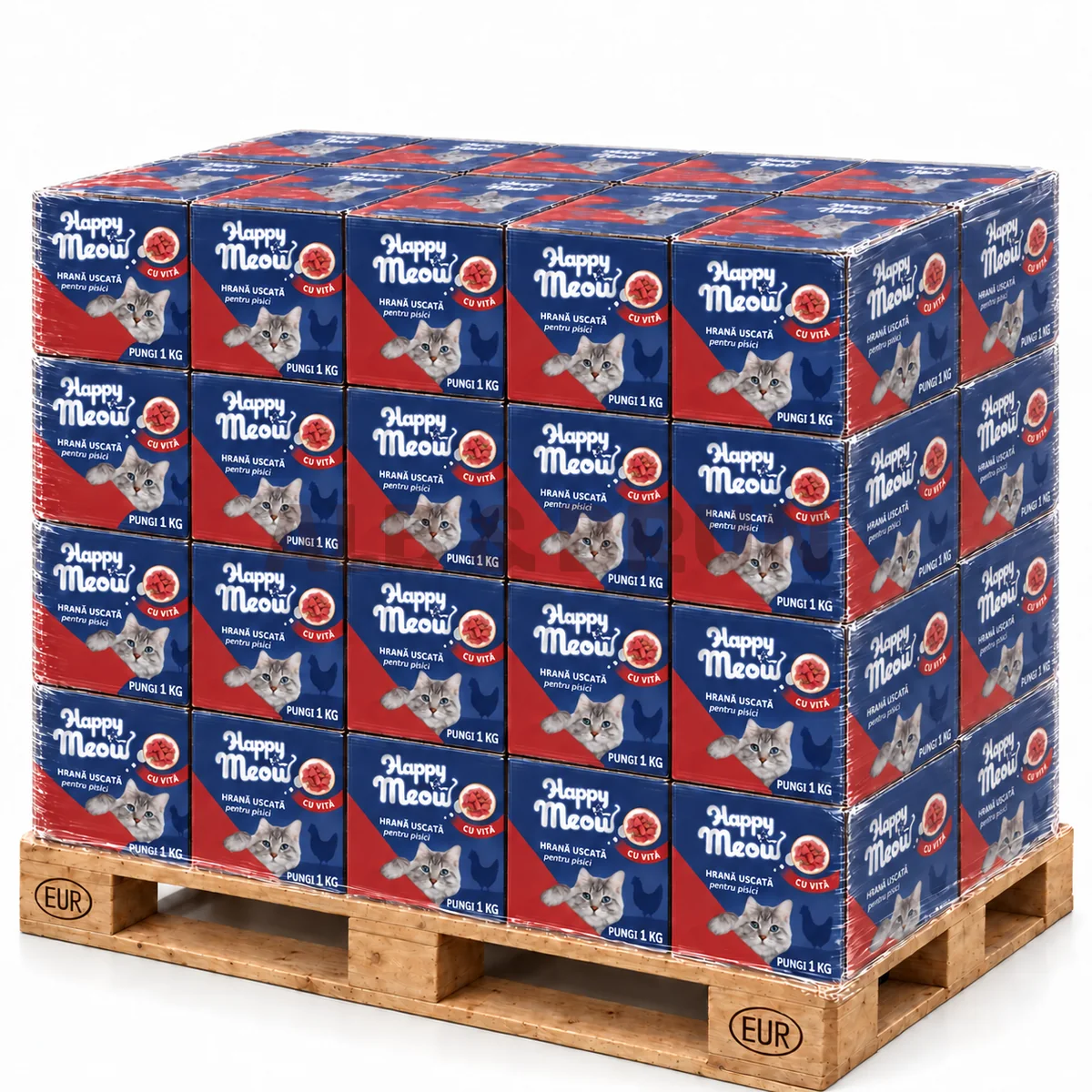 Hrana uscata pentru pisici, Happy Meow, Vita, 1kg, Palet 500 kg