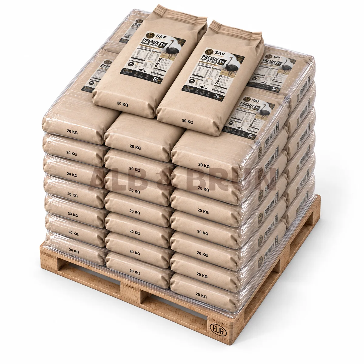 Premix pentru struți, premix vitamino-mineral, 20kg, Palet Tona