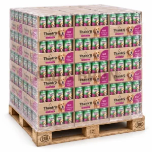 Thank Q - Conserve pentru caini ficat, 1240 gr x 12 buc, Palet 835 kg