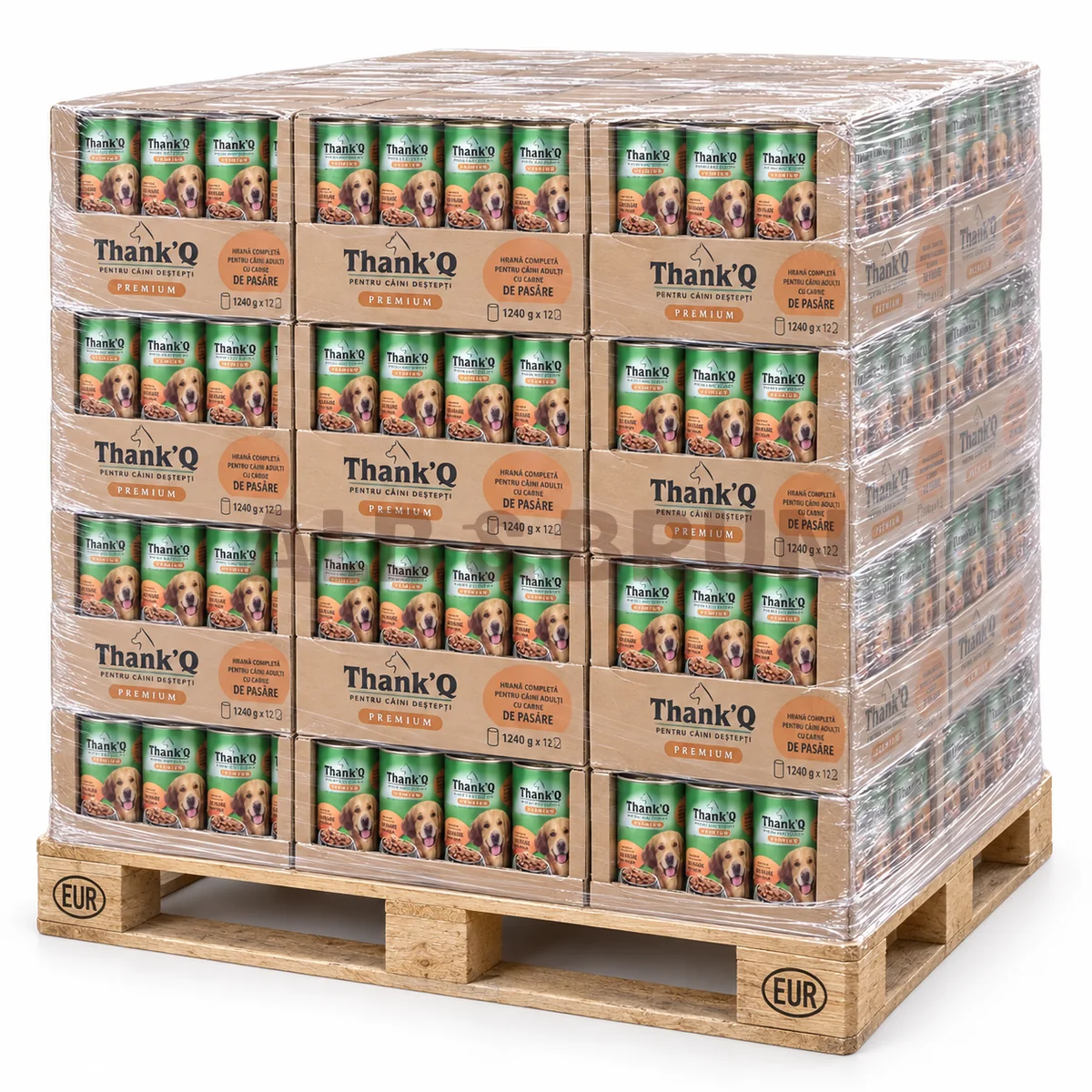 Thank Q - Conserve pentru caini pasare, 1240 gr x 12 buc, Palet 835 kg