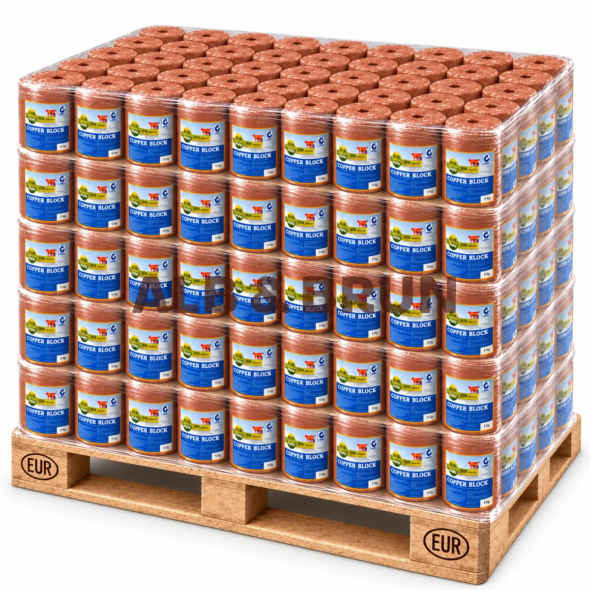Bloc mineral COPPER BLOCK Cu cupru pentru bovine și caprine, 5kg Palet Tona
