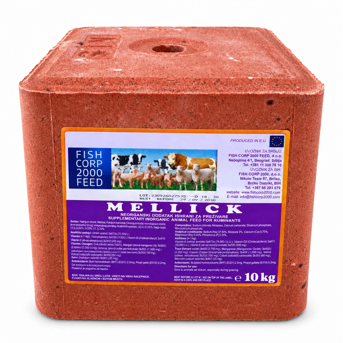 bloc mineral MELLICK cu melasa pentru rumegatoare 10 kg